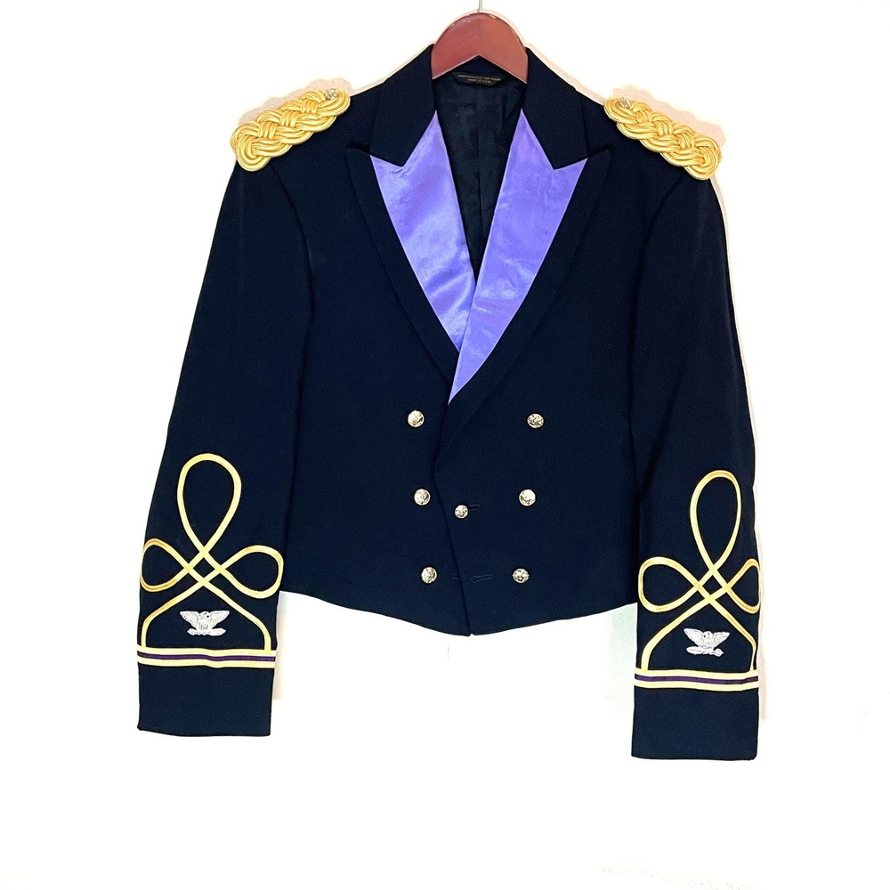 Marlow White Military Mess Dress Jacket 44R Purple Lapel Gold Epaulettes USA Men